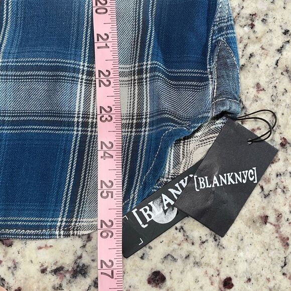 Blank NYC Womens Plaid Denim Long Sleeve Cotton Shirt Blue Size XS NWT - Picture 9 of 9